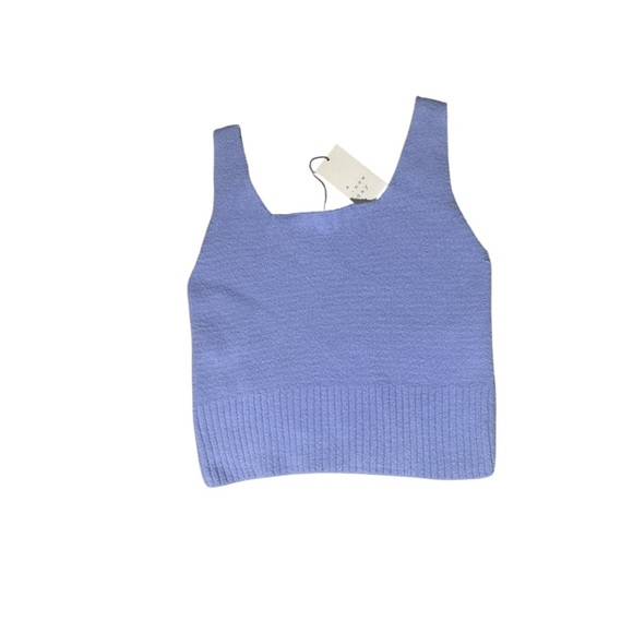 A New Day Blue Ribbed Crop Tank Top - Picture 2 of 4